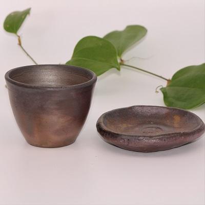 ふるさと納税 備前市 備前焼手びねり小皿と小カップセット(登り窯焼成)