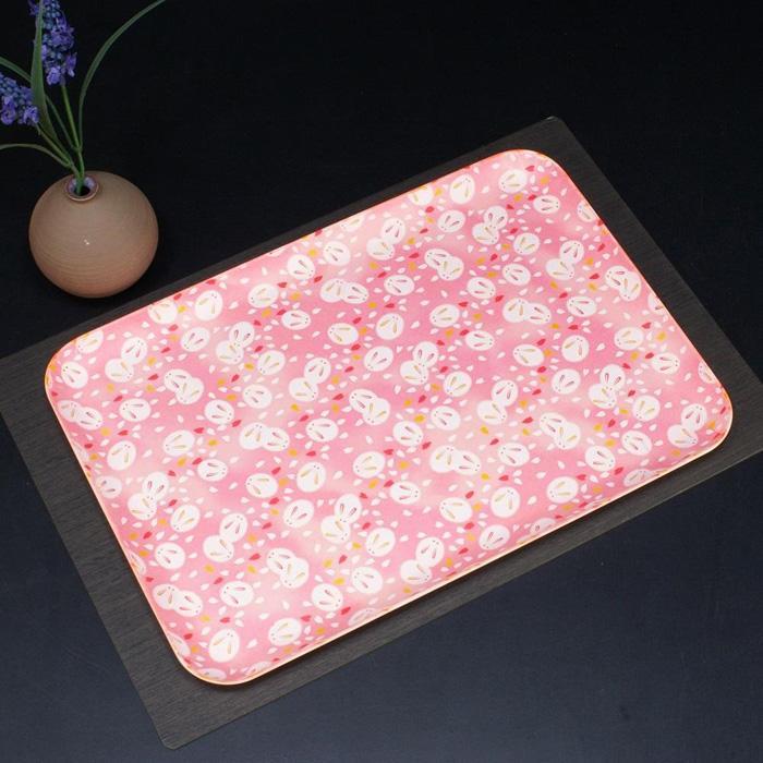 タツクラフト 友禅和紙トレー M 33cm 2枚セット 桜 雪うさぎ 【Tk303】　DA90133VC01_イメージ2