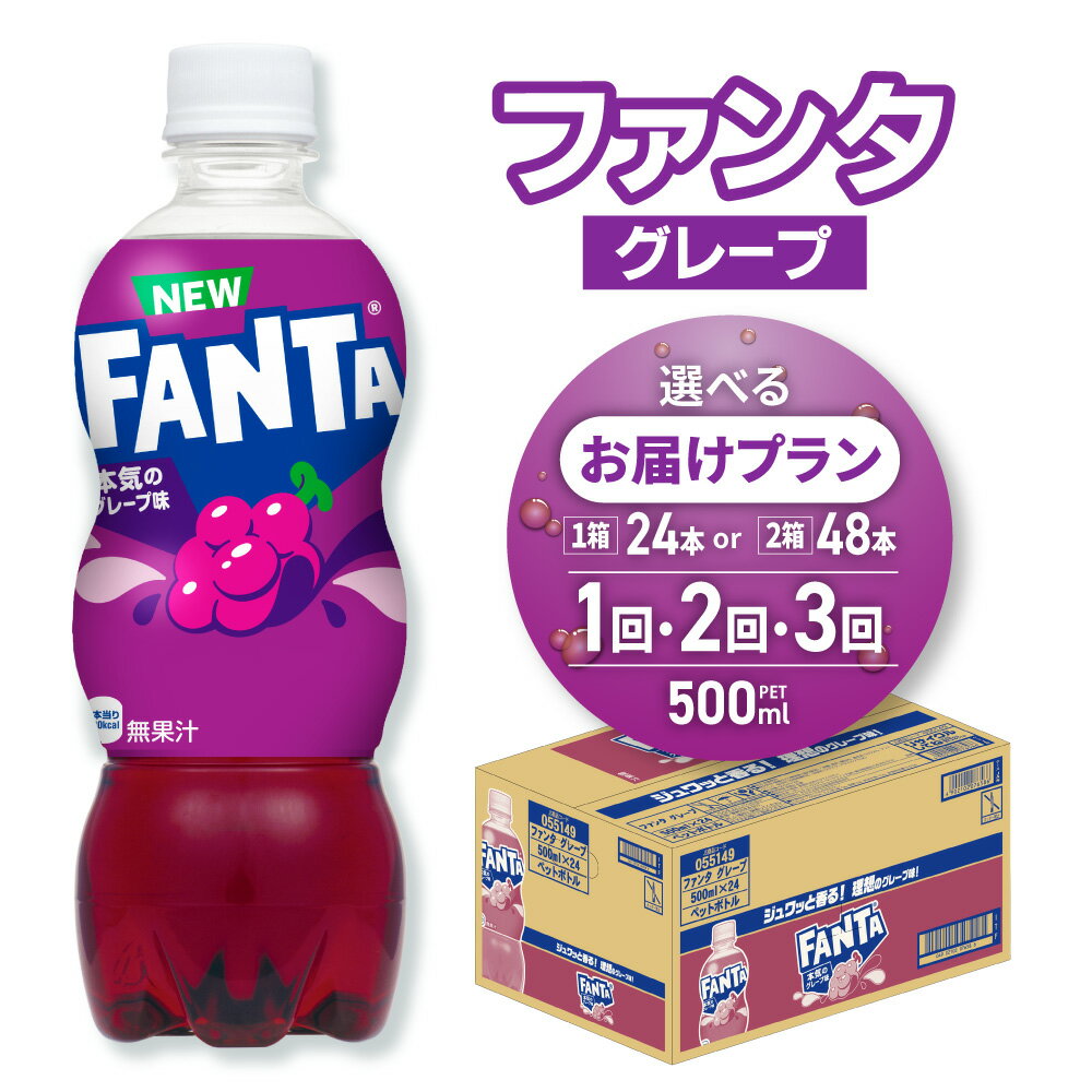 【ふるさと納税】 ファンタ グレープ 【 選べる 本数 お届け回数 】 500ml 24本 48本 定期便 単品 2ヶ月 3ヶ月 炭酸飲料 フルーティー 炭酸 ぶどう グレープフレーバー ペットボトル 飲料 ソフトドリンク コカ・コーラ 北海道 札幌市