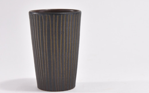 
            京焼「新羅釉木賊紋ビアグラス」【黒】1個〈ビアグラス グラス 京焼 手作り 工芸品 食器 陶器 木賊紋 新羅釉〉n01149
          