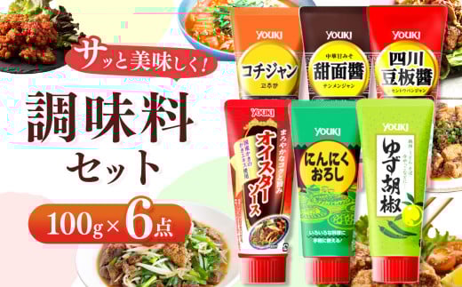 【ふるさと納税】調味料6点セット（四川豆板醤、甜面醤、コチジャン、オイスターソース、ゆず胡椒、にんにくおろし）各100ｇ×6 | 調味料 6種 那珂川町 栃木県