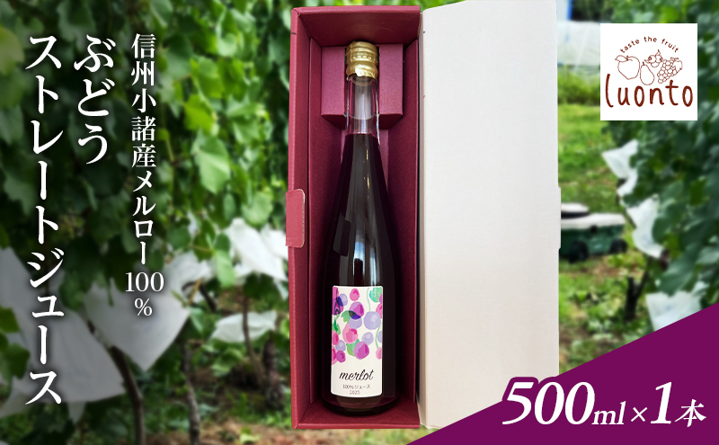 信州小諸産メルロー100% ぶどうストレートジュース　500ml×1本