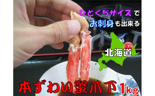 ひとくちサイズ お刺身も出来る！生冷凍ズワイガニ爪下 約1kg【0303501】