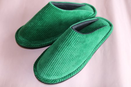スリッパ コールテンソフトスリッパ 緑 M 軽い 河内スリッパ