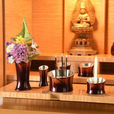 ふるさと納税 鹿沼市 仏具セット　六具足　カーラ　サンセットアンバー　「はせがわ」&「ササキ」共同開発商品 |  | 01