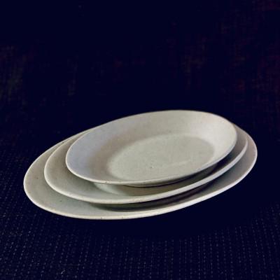 ふるさと納税 鹿追町 『鹿追焼』白釉楕円皿3枚組セット