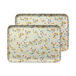 タツクラフト 友禅和紙トレー L 39cm 2枚セット 桜扇 金流水 【Tk326】