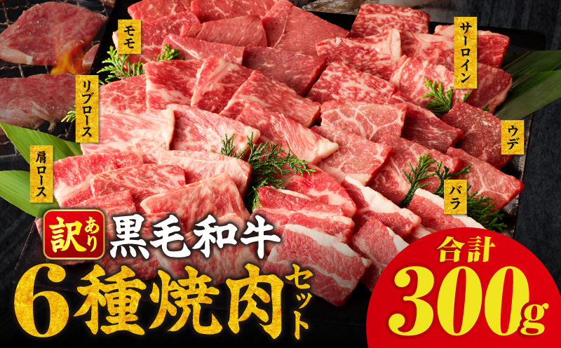 ≪訳あり≫黒毛和牛(経産牛)6種焼肉セット(合計300g) 肉 牛 牛肉 おかず 国産_T030-1196
