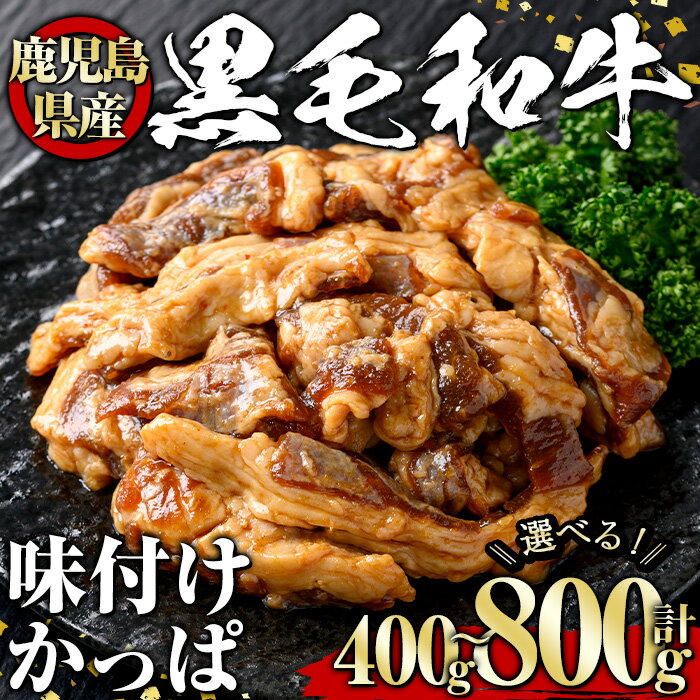 【ふるさと納税】＜選べる内容量！＞黒毛和牛 味付けかっぱ(400g～800g) 黒毛和牛 和牛 牛肉 肉 焼肉 BBQ 冷凍 鹿児島県産 【1129】