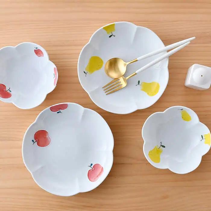 【波佐見焼】りんご・ラフランス フラワー ボウル プレート セット 食器 皿 【松幸陶芸】 [HB44] 波佐見焼
