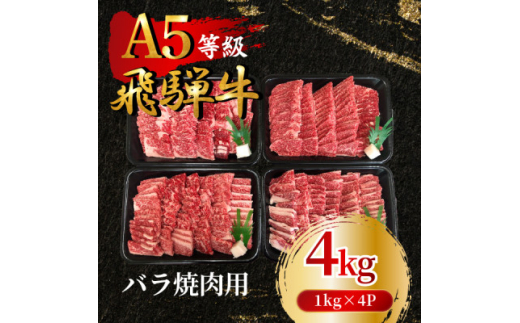 飛騨牛5等級 バラ焼肉用4kg(1kg×4P)　FTA276【1578287】