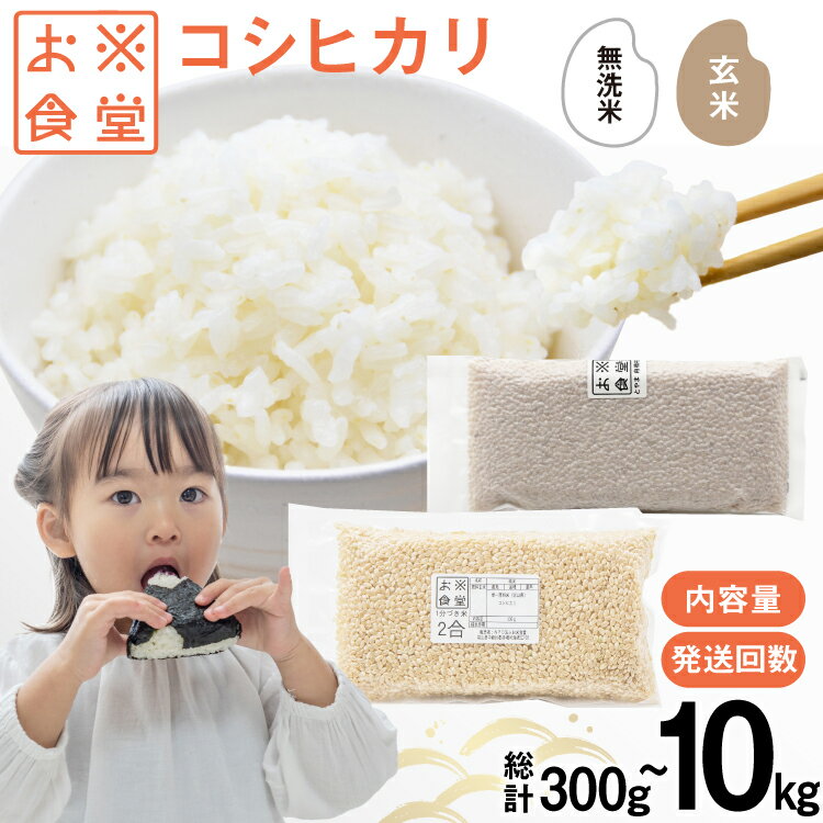 【ふるさと納税】 米 コシヒカリ 【選べる内容量 種類 発送回数】 [お米食堂 富山県 舟橋村 57050223] お米 米 こめ コメ 玄米 一分づき 無洗米 白米 精米 ごはん 備蓄 長期保存 富山県産 定期便 1回 3回 300g 900g 2kg 3kg 10kg 30kg