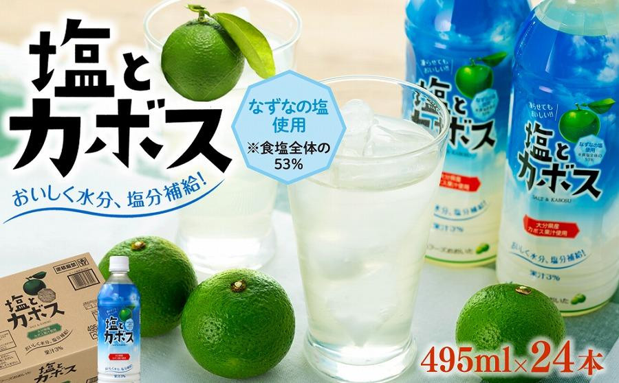 
塩とカボス　495ml×24本【かぼす カボス かぼすジュース かぼす飲料 飲料 飲み物 スポーツドリンク ジュース お取り寄せ おすすめ 人気 大分県 由布市 AZ05】
