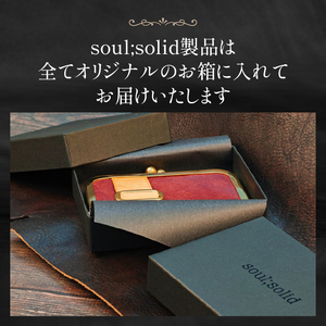 【soul;solid】真鍮がま口名刺入れ　ハンドメイド イタリアンレザー アンティーク ギフト［178S10］