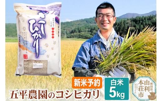 《新米予約》《12月上旬～下旬発送予定》【白米】コシヒカリ 令和7年産 秋田県産 五平農園のコシヒカリ 5kg