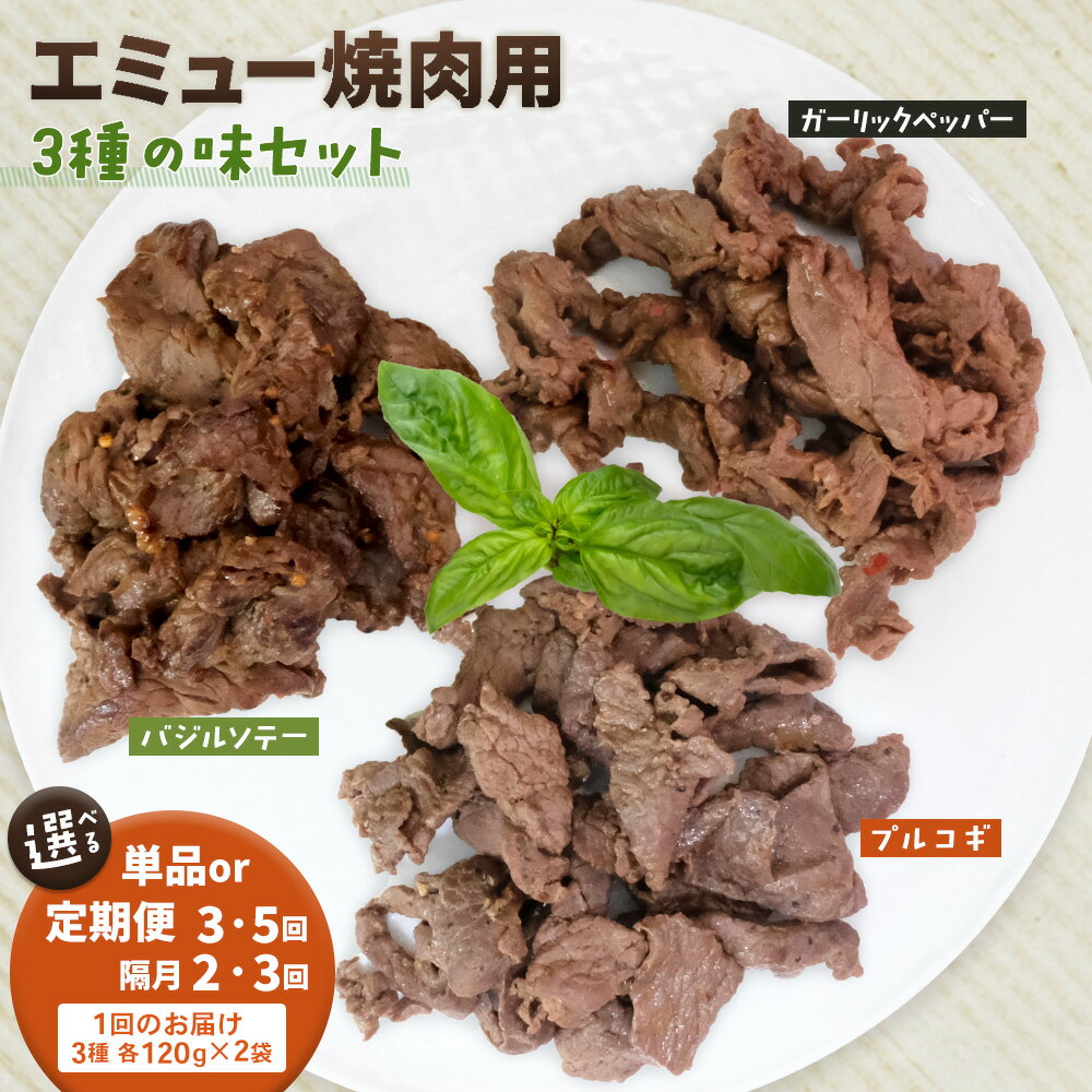 【ふるさと納税】エミュー焼肉用3種の味セット【お届け回数が選べる 1回 定期便 隔月定期便 エミュー 基山産 高タンパク 高鉄分 低カロリー ヘルシー ジビエ 貴重肉 鉄分補給】K006P001