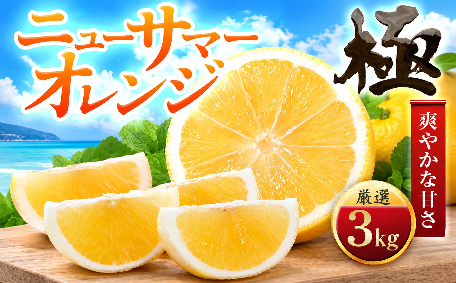 
                  【先行受付】【朝に食べたい】ニューサマーオレンジ【極】3kg愛媛県産【49-125】ふるさと納税 ニューサマーオレンジ 日向夏 オレンジ フルーツ 果物 くだもの 選べる 柑橘 甘い 濃厚 ジューシー 産地直送 デザート 愛媛県 八幡浜市【1756042】 YWTZ100
                