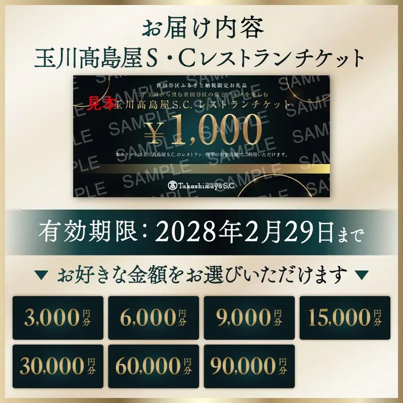 玉川高島屋Ｓ・Ｃ レストランチケット 6,000円分 食事券 ランチ ディナー 高島屋選定品_0012-1-002-se4