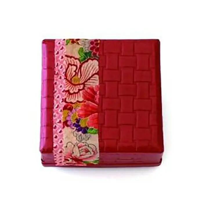 柿渋塗 四つ目箱 針箱サイズ 赤布付【TN86】