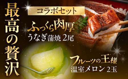 国産うなぎ & 温室メロン セット うなぎ 訳あり 蒲焼 2尾 メロン 2玉 ウナギ 鰻 蒲焼き 土用丑の日 丑の日 簡単調理 惣菜 フルーツ くだもの unagi 暑さ 対策 贅沢 簡単調理 惣菜 