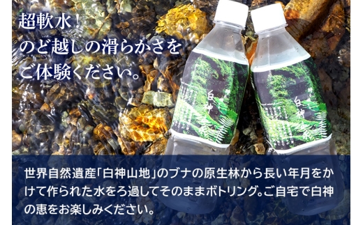 【定期便3ヶ月】【記念ラベル】超軟水！白神山水 500ml×24本 ペットボトル 天然水 [白神山地 水 ウォーター ペットボトル ナチュラル ミネラルウォーター 天然水]