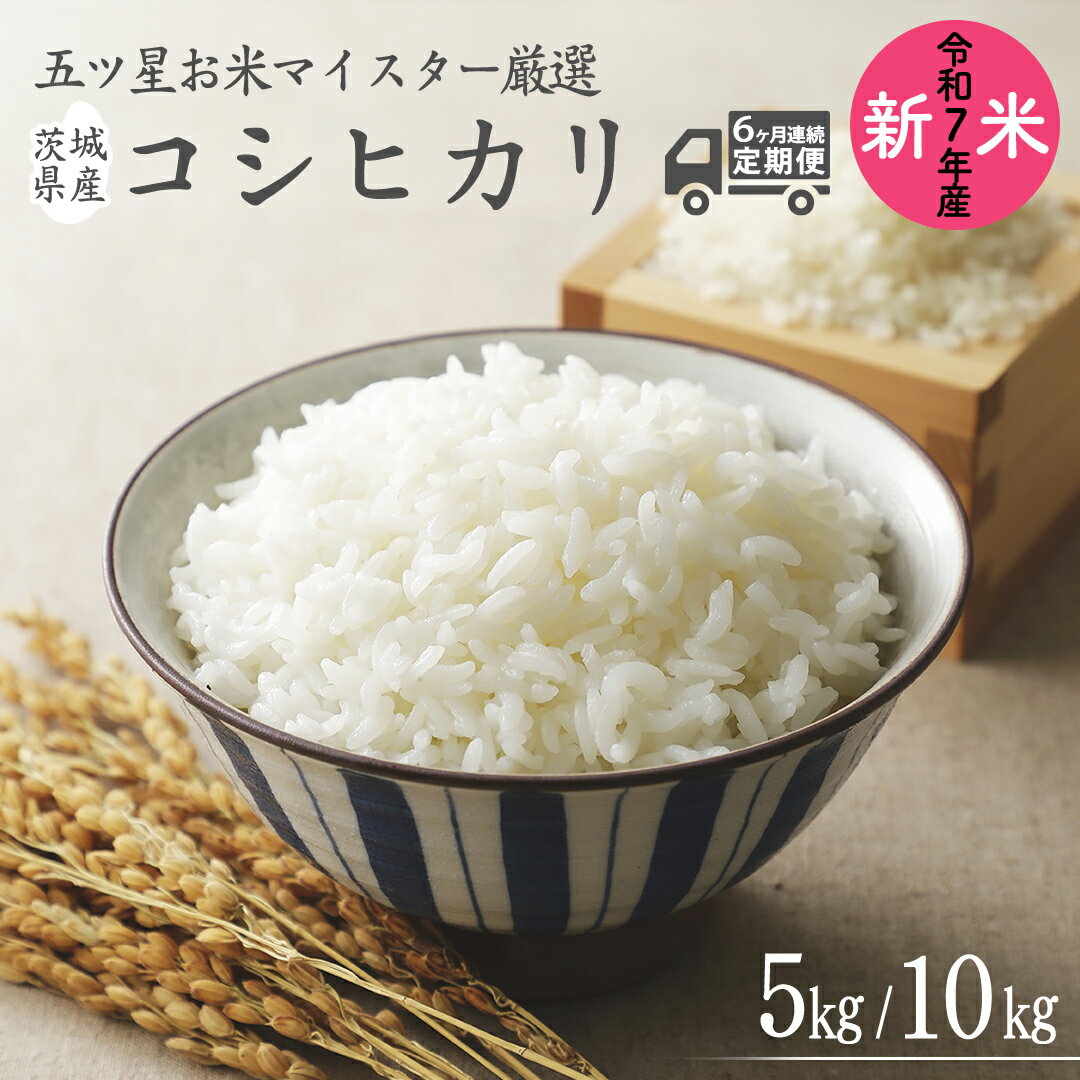 【ふるさと納税】【 6ヶ月 連続配送 定期便 】《 令和7年産 》 茨城県産 コシヒカリ ＼選べる内容量／ 5kg 10kg 期間限定 こしひかり 米 コメ こめ 五ツ星 高品質 白米 精米 時短 単一米