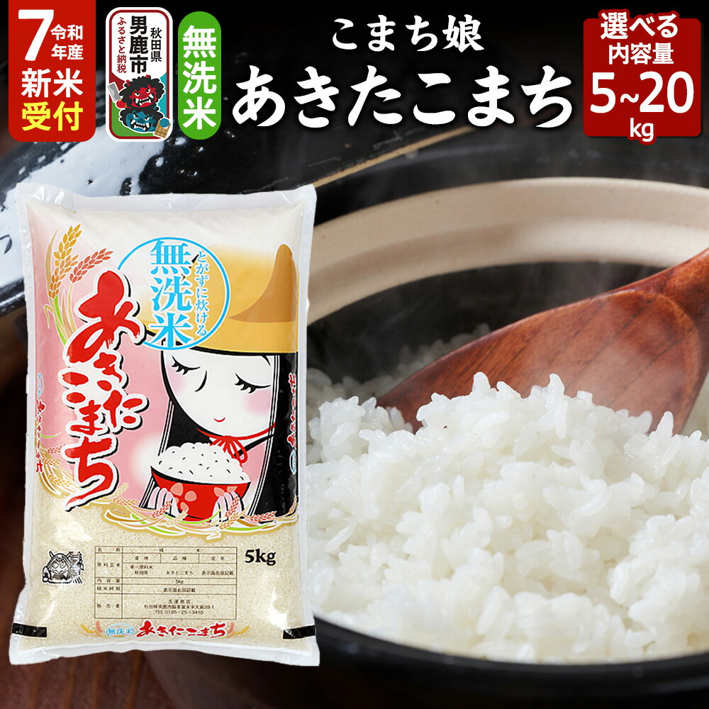 【ふるさと納税】＜令和7年産新米受付中＞『こまち娘』あきたこまち 無洗米【選べる 5kg 10kg 15kg 20kg 】