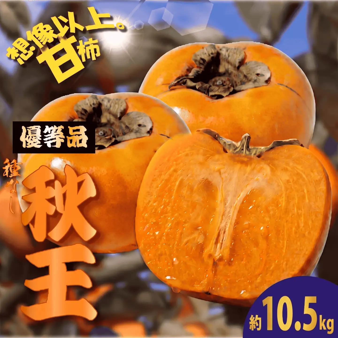博多秋王【優等品】 約約10.5kg以上【約3.5kg以上(8玉-12玉入り)×3箱】| 秋王 柿 KBY