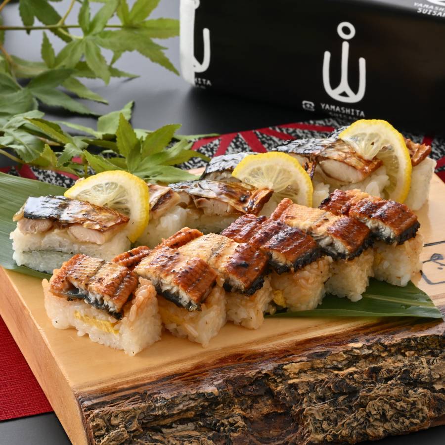浜焼き鯖寿司（生姜）1本 ＆うなぎ寿司1本