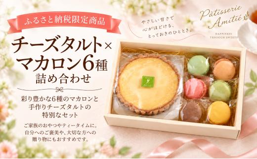 【ふるさと納税限定商品】チーズタルト 4.5号 約14cm・マカロン6種 詰め合わせ｜チーズタルト タルト チーズケーキ マカロン マカロン6種 洋菓子 焼き菓子 スイーツ 詰め合わせ 冷凍スイーツ 4.5号 14cm 紅ほっぺ いちご 戸田塩 ピスタチオ 木苺 チョコレート ゆず 手作り パティスリーアミティエ ご褒美 おやつ 誕生日 ギフト 贈り物 ふるさと納税限定 静岡県 伊豆の国市
