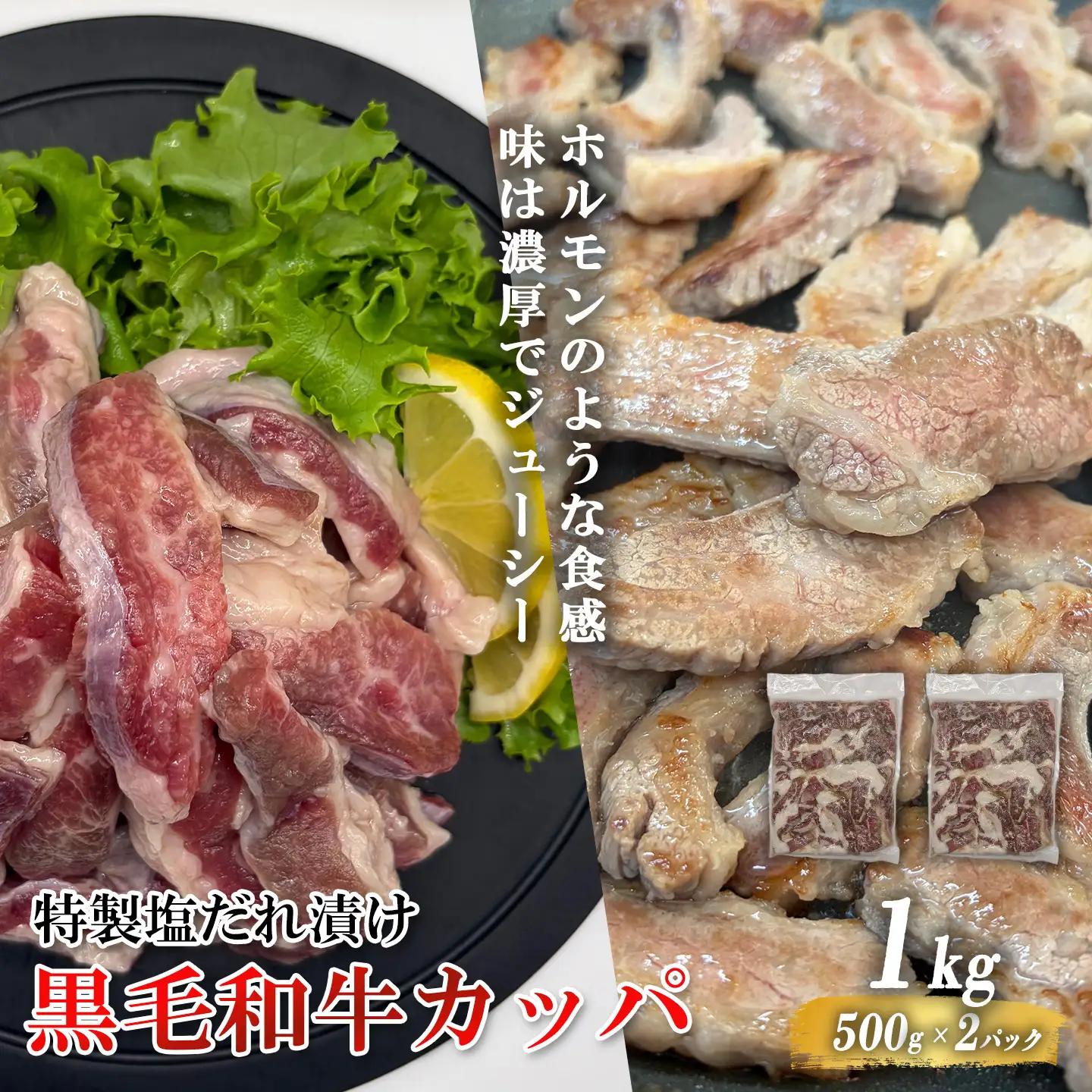黒毛和牛カッパ（肉ホルモン） 特製塩だれ漬け 500g × 2P