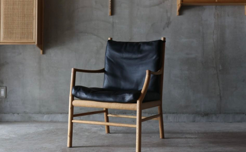 【HOFF&Co.】リビングチェア　椅子 チェア 一人掛け リビング ナラ 無垢材 本革 家具 インテリア