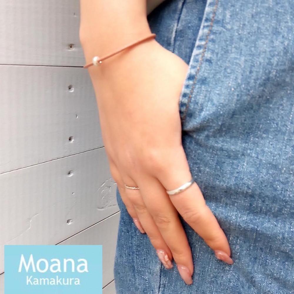 【レディース】シルバー＆牛革ブレスレット  Natural Brown