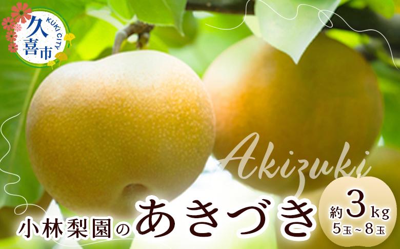 
            【先行予約 数量限定】梨 あきづき 約3kg 5玉～8玉｜埼玉県 久喜市 菖蒲 小林梨園 あきづき 秋月 梨 フルーツ 高級 産地直送 限定品 贈り物 新鮮 お取り寄せ デザート ギフト 風味豊か 香り 上品 希少価値 珍しい 地域 甘い 限定 果物 果樹 彩玉 梨 なし 果物 埼玉県 久喜市
          