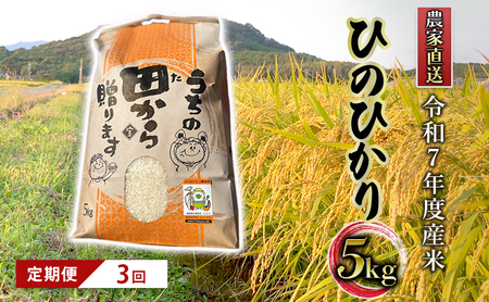 ひのひかり 令和7年産 筑後小郡産 農家直送 ひのひかり【5kg】【定期便 全3回】
