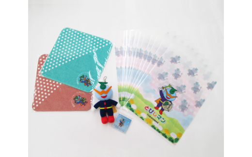 No.002 飛島村キャラクターとびしマングッズ詰め合わせ ／ キャラクターグッズ ご当地キャラ マスコット ぬいぐるみ クリアファイルセット ミニタオル キャラクターピンバッジ ご当地グッズ ゆるキャラ キャラクター雑貨 文房具セット コレクションアイテム プレゼント 記念グッズ  愛知県