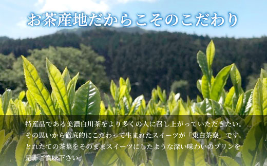 【冷蔵配送】 食べるお茶スイーツ 東白茶寮プリン 「風」 6種 6個セット 皇 煎茶プリン ロイヤルミルクティープリン 煎茶ラテ ほうじ茶ラテ プリン 贈り物 東白川村 美濃白川茶 お茶 日本茶 煎茶