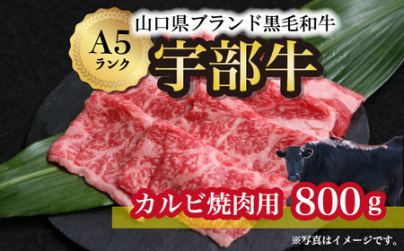 ★離島配送不可★【宇部牛】カルビ焼肉用 800ｇ AX05-FN　（黒毛 和牛 希少 宇部）