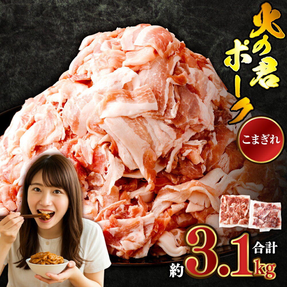 【ふるさと納税】 熊本県産 火の君ポーク® 豚こまぎれ 500g×5パック 300g×2パック 合計3.1kg 豚 豚肉 肉 細切れ こまぎれ 豚こま お肉 肉 ポーク 小分け 国産 九州産 熊本市産 冷凍 送料無料