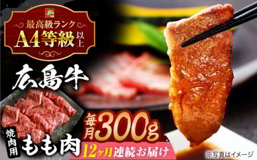 【全12回定期便】広島牛 もも肉 焼肉用 300g 三次市 / 広島三次ワイナリー [APAZ064]