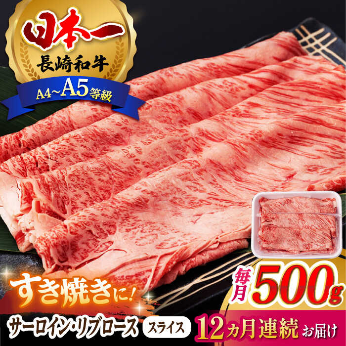 【ふるさと納税】【全12回定期便】 リブロース サーロイン 500g 希少部位 長崎和牛 A4〜A5ランク【肉のふじた】 [AG13] 肉 牛肉 サーロインステーキ ステーキ リブロースステーキ 焼肉 定期便