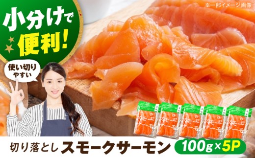 スモークサーモン （切り落とし）100ｇ×5パック 長浜市/中村屋 [AQAJ001] スモークサーモン サーモン 小分け スライス 冷蔵 人気 サーモン 鮭 スモークサーモン 鮭 燻製 すもーくさーもん 刺身 グルメ 魚介類 前菜 おつまみ サラダ シーフード クリームチーズ サンドイッチ