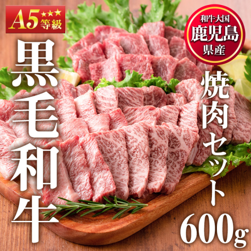 No.507-03 ＜A5等級＞鹿児島県産黒毛和牛焼肉セット(計600g・霜降り焼肉200g×2P、赤身焼肉200g×1P)国産 九州産 牛肉 黒毛和牛 和牛 焼肉 焼き肉 赤身 霜降り A5 A5ランク A5等級 食べ比べ セット 冷凍【カミチク】