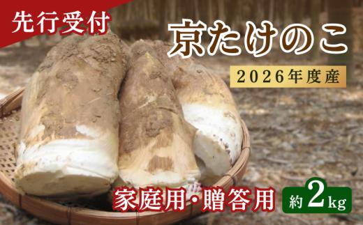 【先行予約】2026年度産 京たけのこ 約2kg 2～6本 ( 家庭用・贈答用向き )  筍 掘りたて たけのこ 竹の子 京都 国産 新鮮 野菜 ごはん ご飯 家庭用 京野菜 旬 産地直送 お取り寄せ 煮物