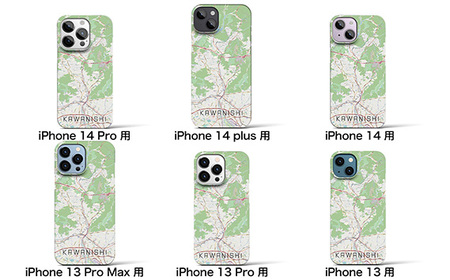【川西】地図柄iPhoneケース（バックカバータイプ・ナチュラル） iPhone 14 用［No.324-04］