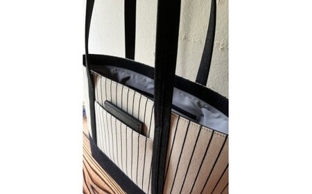 【2026年6月上旬発送開始】【 AKIRA オリジナル】【マツコの知らない世界 で紹介されました！】 中型レディストートバッグ ショルダータイプ ストライプ×濃紺デニム 軽量 軽い 日本製 キャンバ