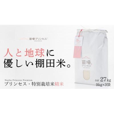 ふるさと納税 津南町 栽培期間中　農薬化学肥料5割減・魚沼産にじのきらめき苗場プリンセス 精米27kg (9kg×3)