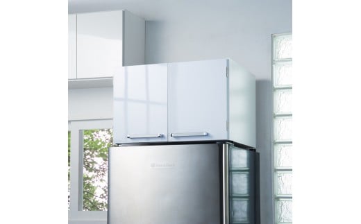 光沢仕上げ・冷蔵庫上ストッカー 幅63cm（脚部65cm）【ホワイト】_1300400843_01