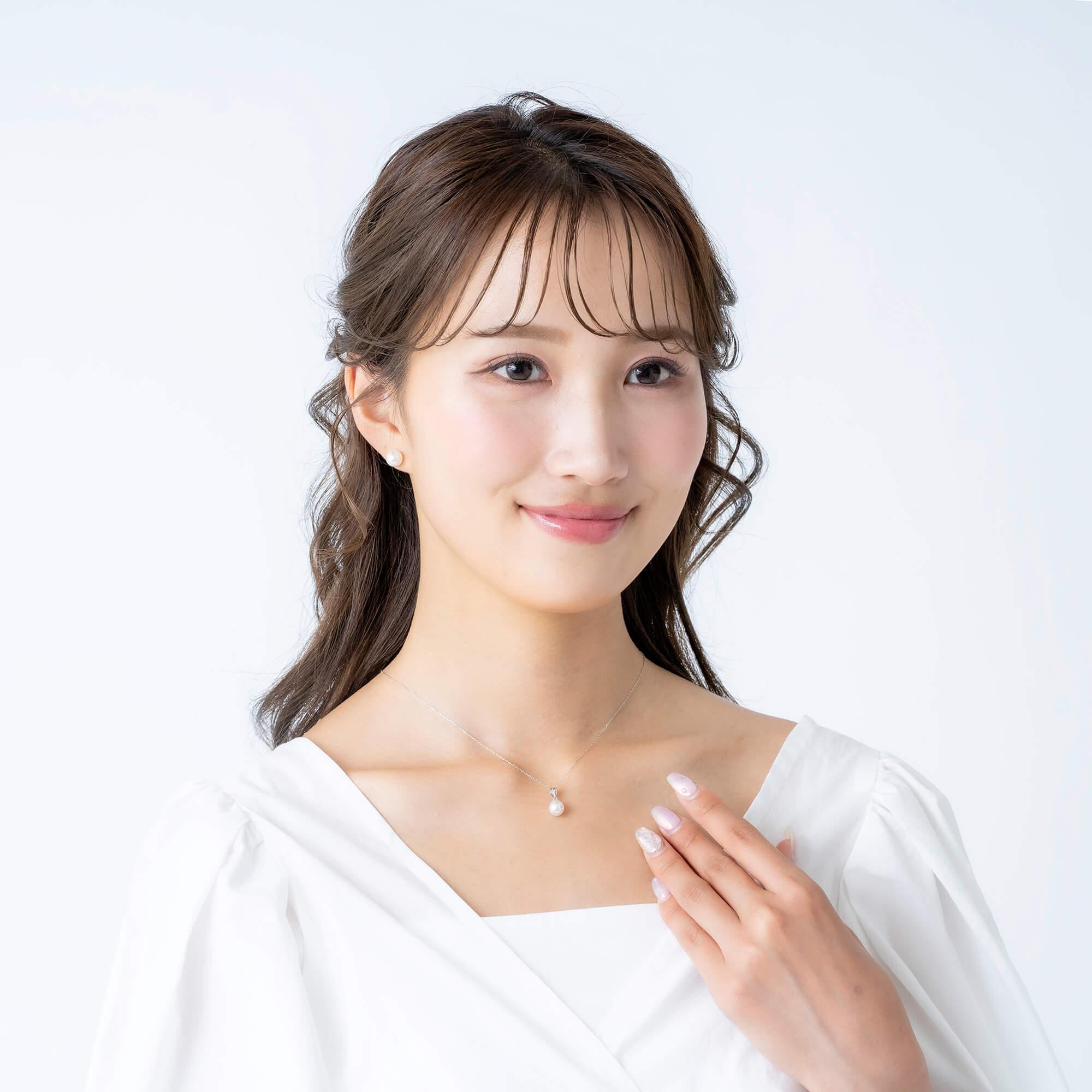 【菊花】アコヤパール ホワイトゴールド ペンダントトップ｜無調色 アコヤ真珠 7.0mm K14WG