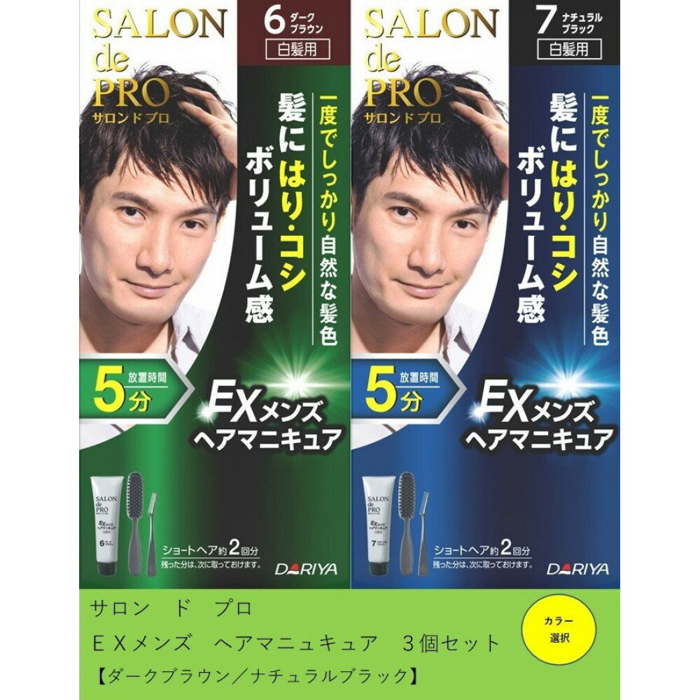 【ふるさと納税】ダリヤ　サロン ド プロ 　EXメンズヘアマニキュア 3個セット＜ダークブラウン/ナチュラルブラック＞
